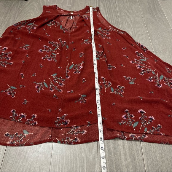 FREE PEOPLE Tree Swing Tank Top XS Key Hole Tunic Floral Boho Bohemian Pockets - Picture 13 of 14